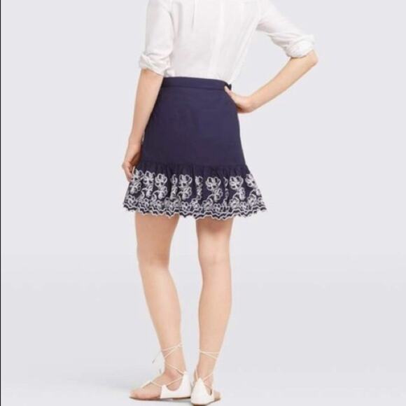 NWT Draper James Eyelet Tiered Navy Skirt Cotton sz 12 - Picture 3 of 13